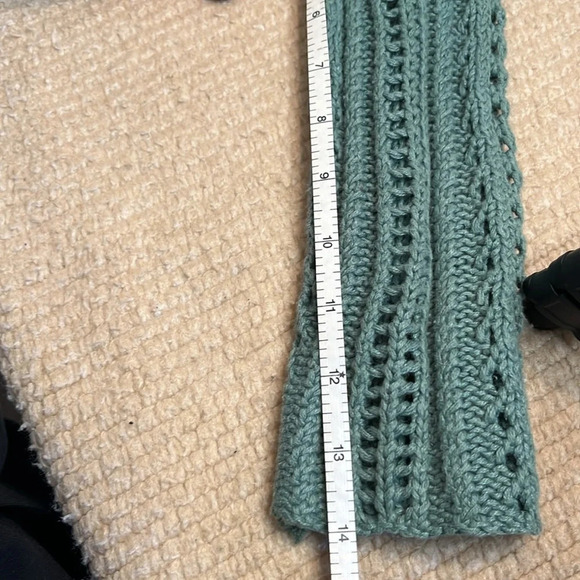 Vintage boho crochet cardigan Women's M teal blue linen blend - Picture 8 of 9